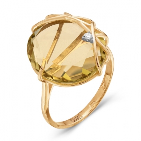 100-990 золотое кольцо c кварцем