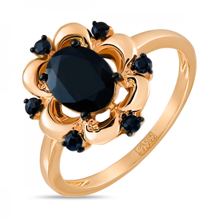 Ювелирная компания «ТИТУЛ» Золотое кольцо Цветок c сапфирами