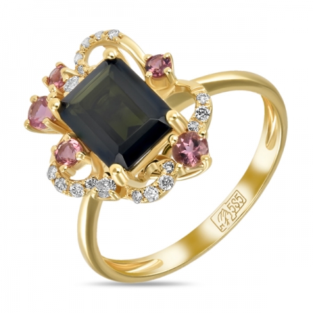 Ювелирная компания «ТИТУЛ» Золотое кольцо c бриллиантами и турмалинами