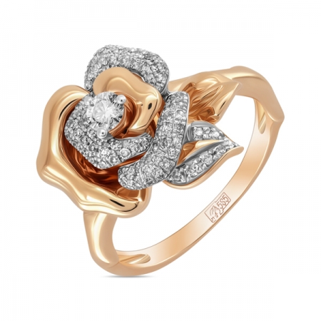 Ювелирная компания «ТИТУЛ» Золотое кольцо c бриллиантами и сапфиром Бутон