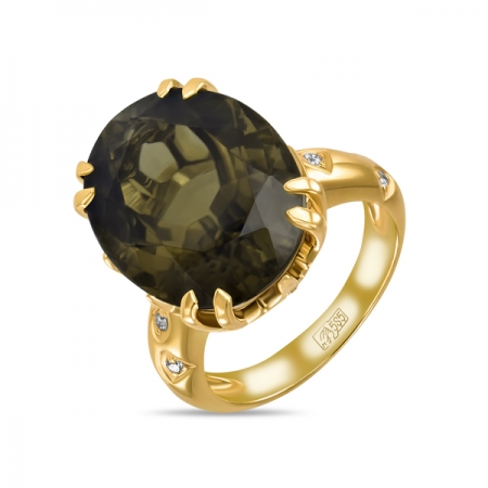Ювелирная компания «ТИТУЛ» Кольцо из желтого золота c бриллиантами и турмалином