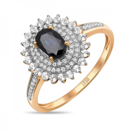 Ювелирная компания «ТИТУЛ» Золотое кольцо c топазами, бриллиантами и сапфиром