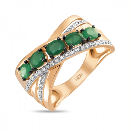 Ювелирная компания «ТИТУЛ» Золотое кольцо c бриллиантами и изумрудами