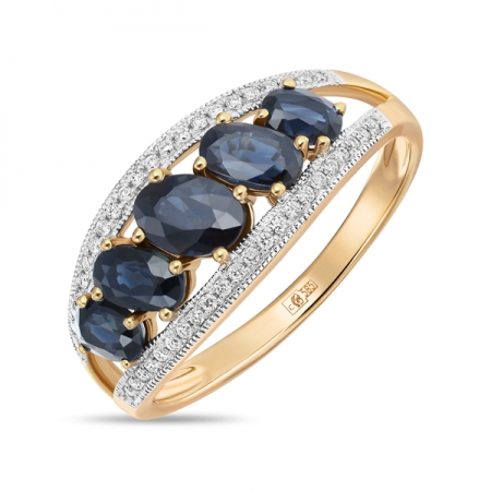 Ювелирная компания «ТИТУЛ» Золотое кольцо c бриллиантами и сапфирами