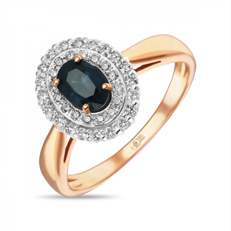 Ювелирная компания «ТИТУЛ» Золотое кольцо c бриллиантами и сапфиром