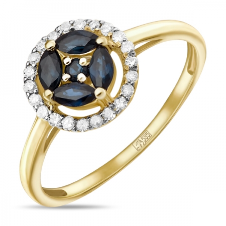 Ювелирная компания «ТИТУЛ» Золотое кольцо c бриллиантами и сапфирами