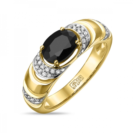 Ювелирная компания «ТИТУЛ» Кольцо из желтого золота c бриллиантами и сапфиром
