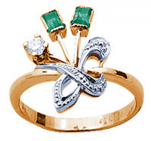 Русские самоцветы Золотое кольцо с изумрудами и бриллиантами