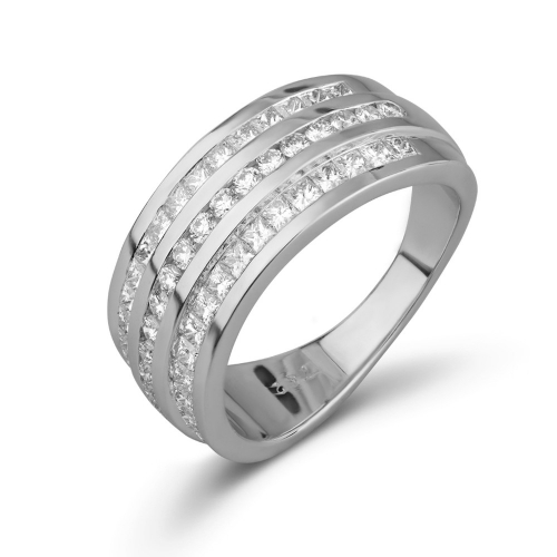 Русские самоцветы Обручальное кольцо из белого золота с бриллиантами