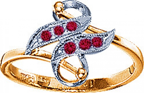 Русские самоцветы Золотое кольцо с рубинами
