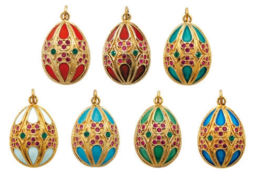 Русские самоцветы Серебряная подвеска-яйцо