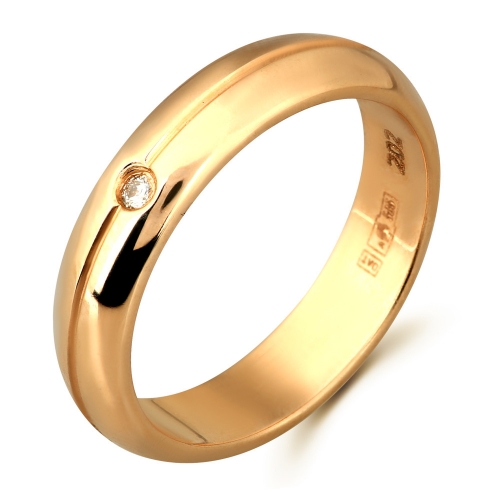 Русские самоцветы Золотое обручальное кольцо с бриллиантом