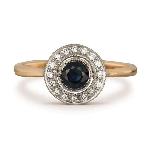 Русские самоцветы Золотое кольцо с сапфиром и бриллиантами