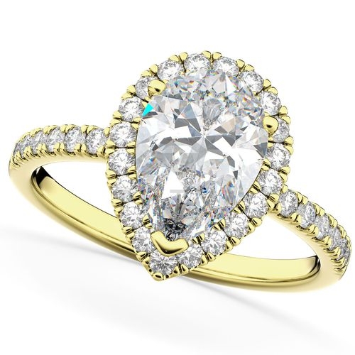 Помолвочное кольцо из желтого золота с муассанитом и бриллиантом