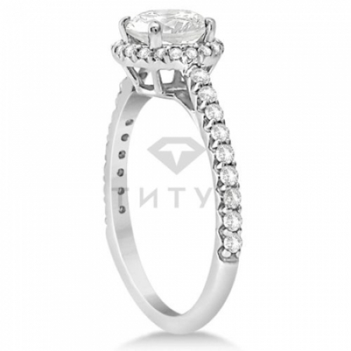 Помолвочное кольцо из белого золота с муассанитом и бриллиантом