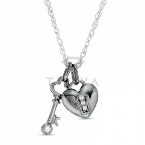 Подвеска Ключ от сердца из серебра с бриллиантами