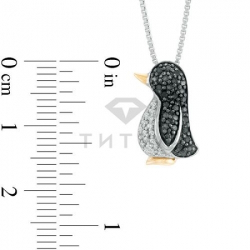 серебряный пингвин с бриллиантами