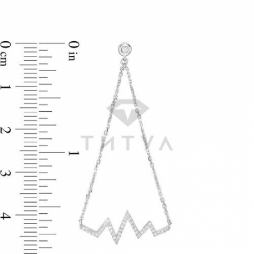 Серьги висячие из белого золота с бриллиантом