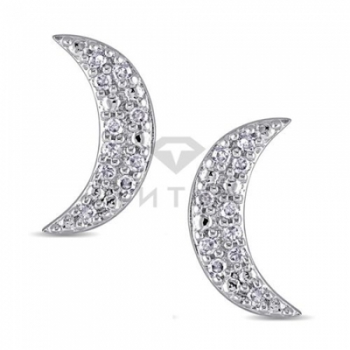 Серьги-гвоздики "Луна" с бриллиантами