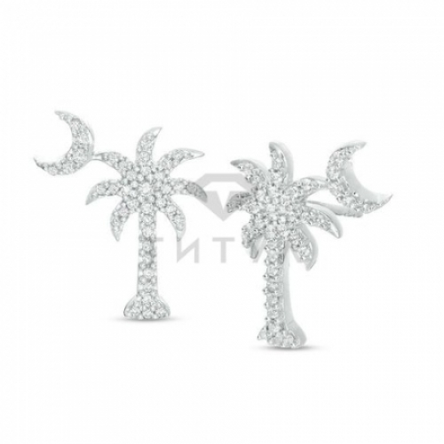 Серьги-гвоздики "Пальмы" с бриллиантами