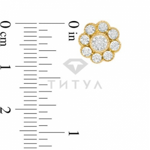 Серьги-гвоздики в виде цветов из серебра с бриллиантами