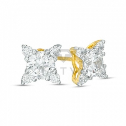 Серьги-гвоздики из желтого золота с бриллиантом