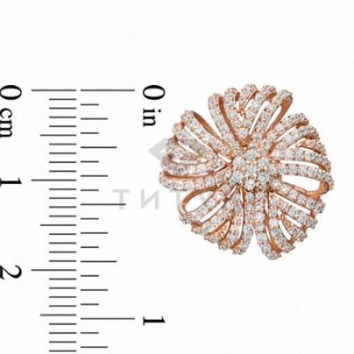 Серьги-гвоздики "Цветочки" из серебра с бриллиантами