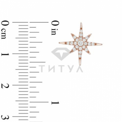 Серьги-гвоздики в виде звездочек из красного золота с бриллиантами