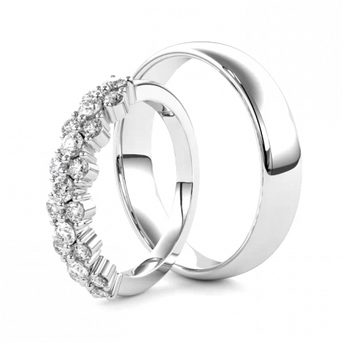 Золотые парные обручальные кольца из белого золота 750 пробы с бриллиантами (цена за пару)