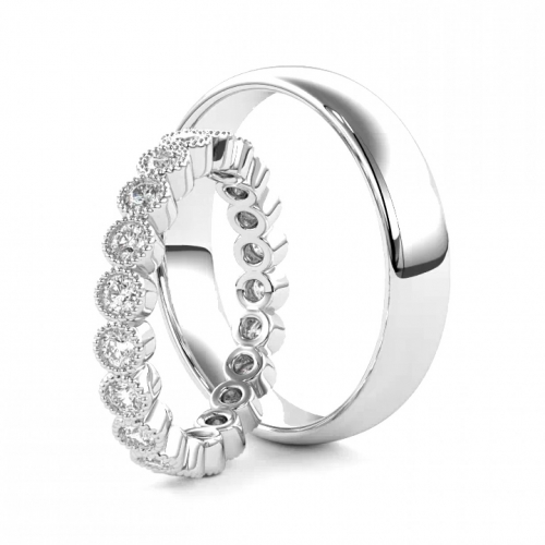Золотые парные обручальные кольца из платины 950 пробы с бриллиантами (цена за пару)