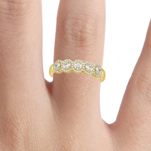 Золотые парные обручальные кольца из желтого золота 750 пробы с бриллиантами (цена за пару)