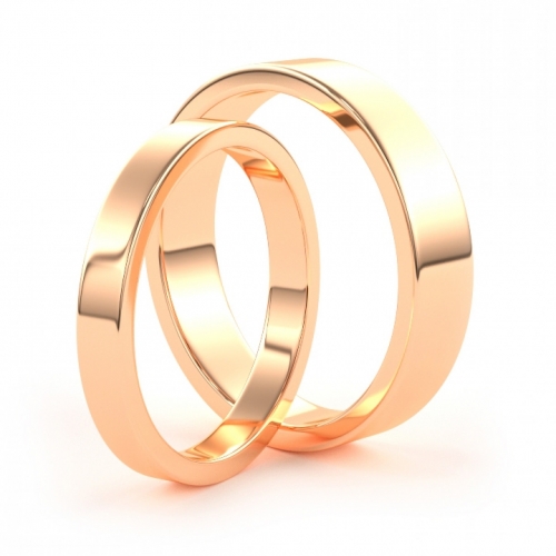 Золотые парные обручальные кольца из красного золота 585 пробы (цена за пару)