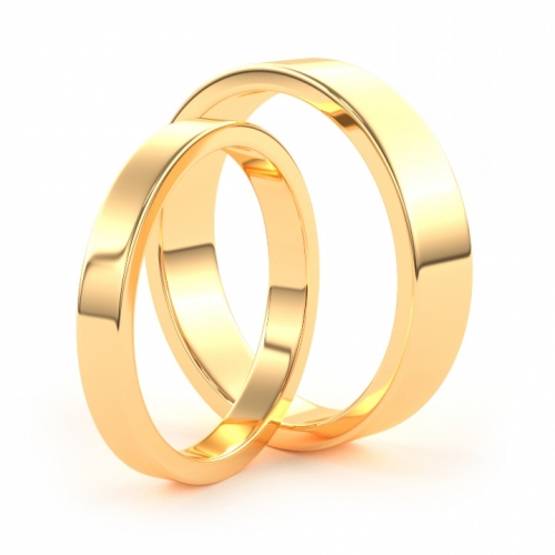 Золотые парные обручальные кольца из желтого золота 585 пробы (цена за пару)