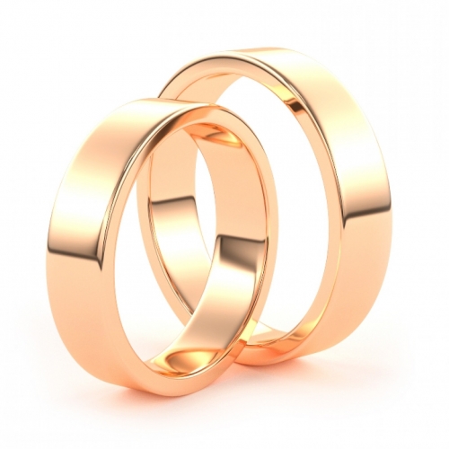 Золотые парные обручальные кольца из красного золота 750 пробы (цена за пару)