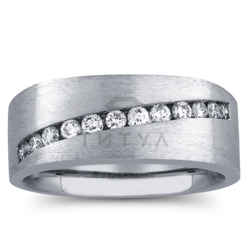 Мужское кольцо из белого золота с бриллиантами