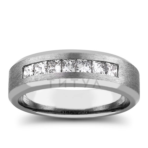 Мужское кольцо из белого золота с квадратными бриллиантами