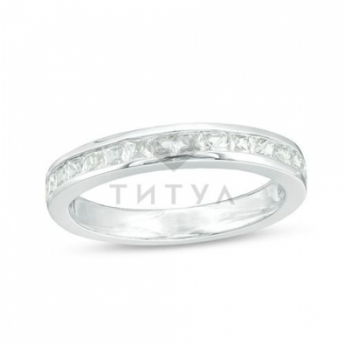 Обручальное кольцо из серебра с белым сапфиром