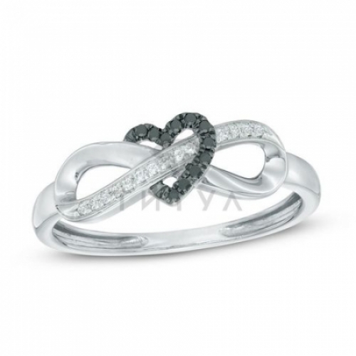 Кольцо "Вечная любовь" из белого золота с бриллиантами