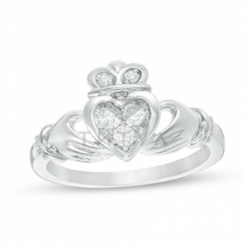 Кольцо "Сердце" из белого золота с бриллиантами