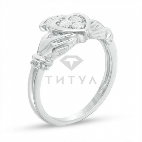 Кольцо "Сердце" из белого золота с бриллиантами
