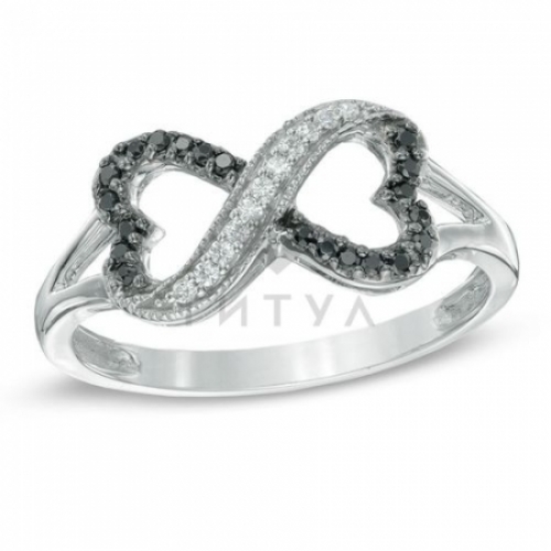 Кольцо "Вечная любовь" из серебра с бриллиантами