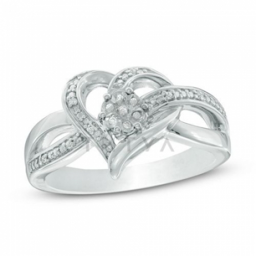 Кольцо "Любовь" из серебра с бриллиантами