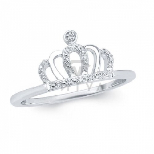 Кольцо в форме короны из белого золота с бриллиантами
