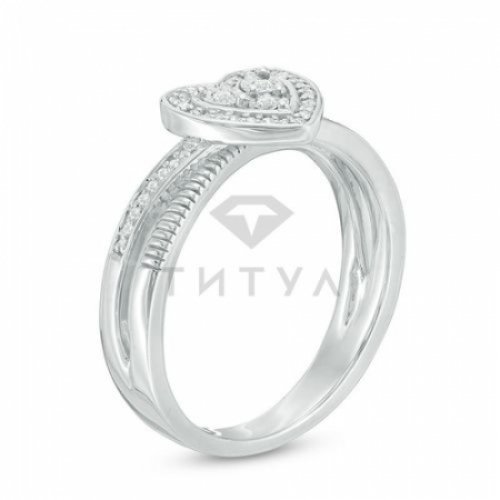 Кольцо из серебра с сердцем из бриллиантов