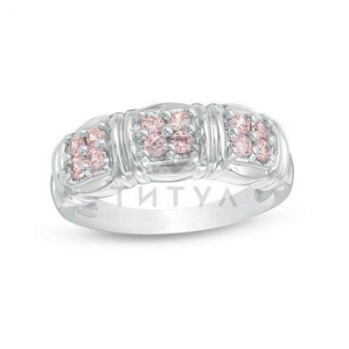 Кольцо из серебра с розовым сапфиром