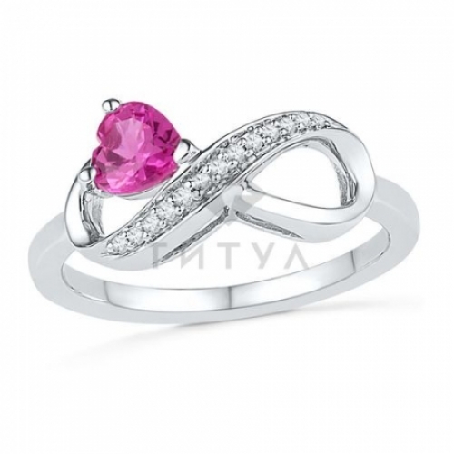 Кольцо "Вечная любовь" из серебра с розовым сапфиром и бриллиантами