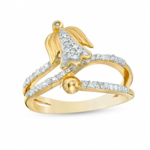 Кольцо с ангелочком из серебра с бриллиантами