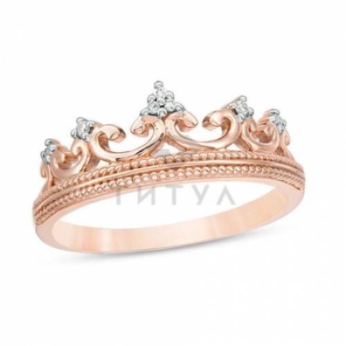 Золотое кольцо в форме короны с бриллиантами