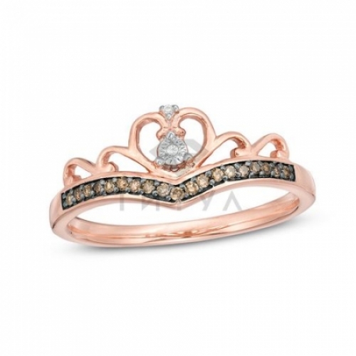 Бриллиантовое кольцо Корона из красного золота