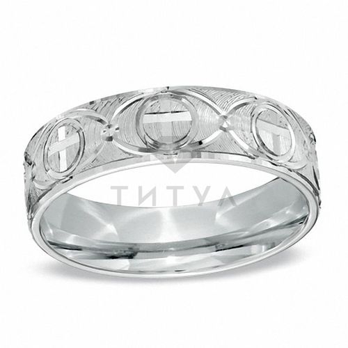 Ювелирная компания «ТИТУЛ» Мужское кольцо из белого золота без камней